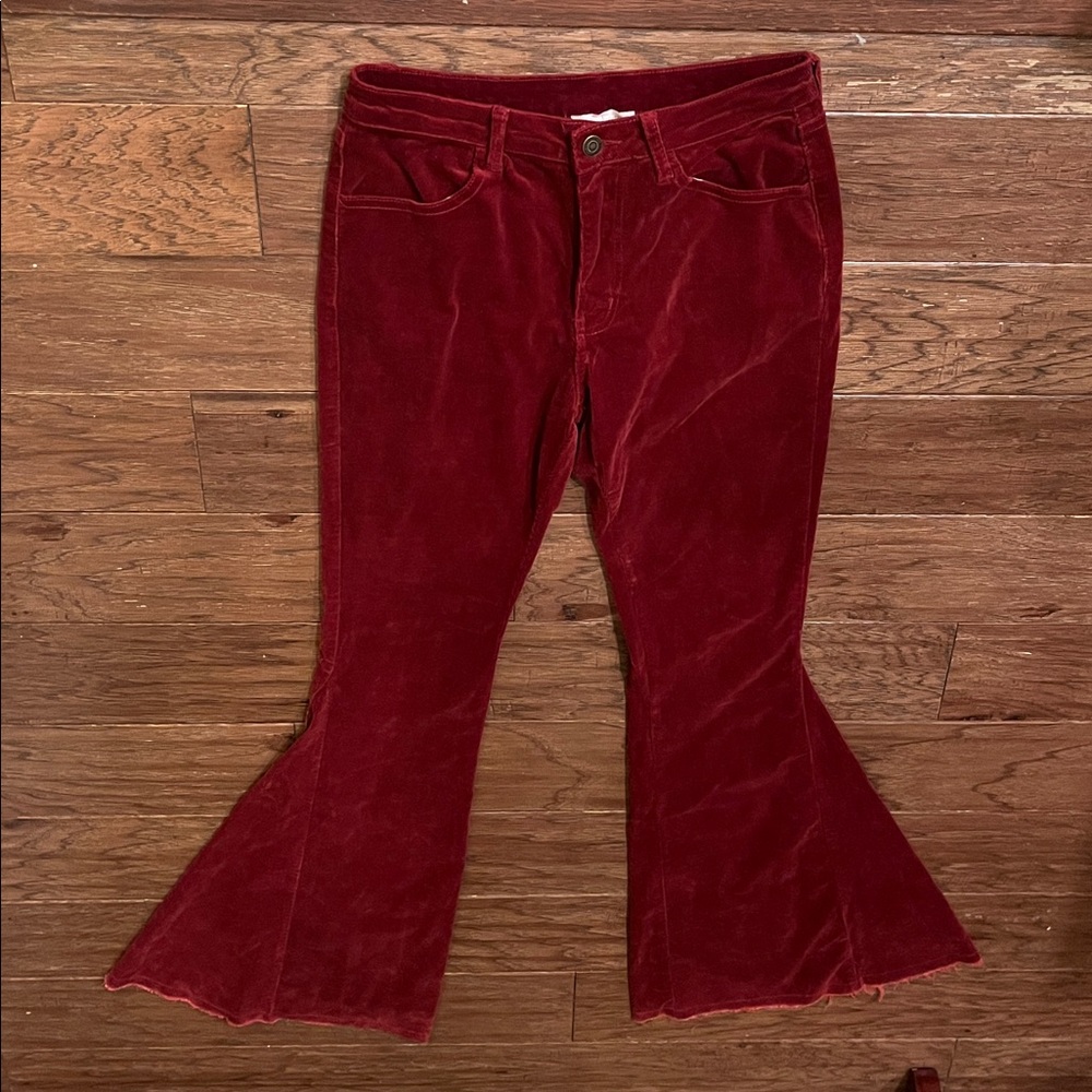 Altar'd State Corduroy Flare Pants in Red Wine Size M